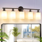 DLLT 5-Light Bathroom Light Fixtures: Black Modern Vanity Lights by DINGLILIGHTING
