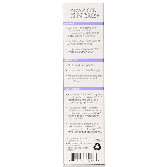 Advanced Clinicals 5-in-1 Eye Serum | Multi-Benefit Visible Anti Aging Under - Image 9