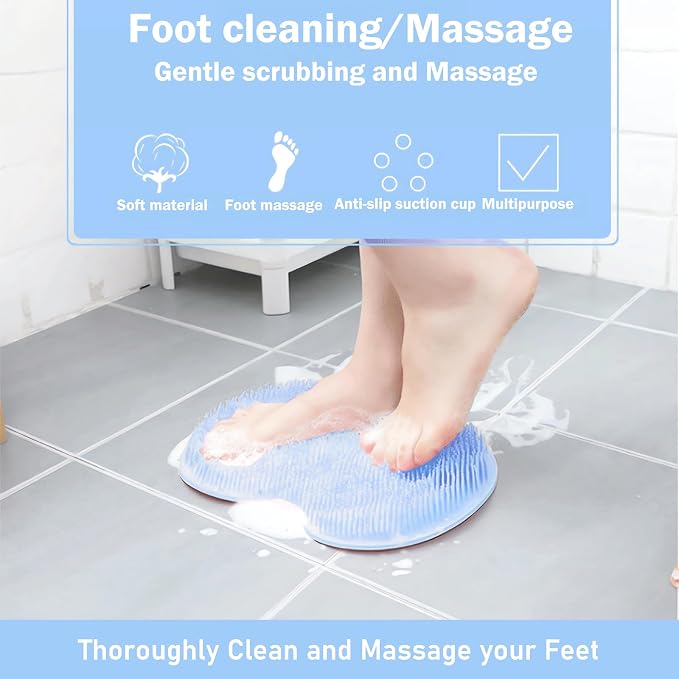 Shower Foot and Back Scrubber Mat, Wall Mounted Shower Foot Scrubber - Image 2