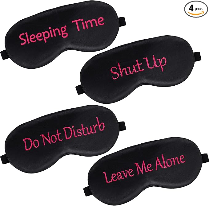 Geyoga 4 Pieces Funny Eye Mask for Sleep Soft Satin Blocking Blindfold by Geyoga