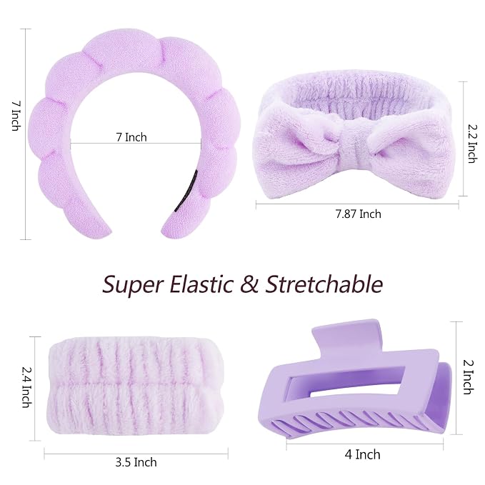 VELSCRUN Spa Headbands for Wash Face, Makeup Headband, Facial Skincare Headbands - Image 7