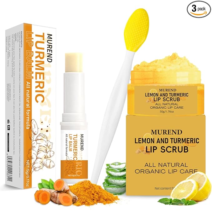 3PCS Turmeric Lemon Lip scrub and Turmeric Lip Balm by Unknown