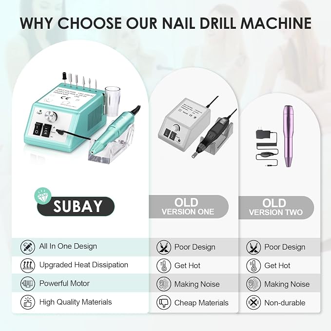 SUBAY Professional Finger Toe Nail Care Electric Nail Drill Machine Manicure - Image 5