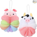 Nuenen 2 Pcs Bath Loofahs Kids Toddler Cute Cartoon Bath Sponges Loofah Pouf by Nuenen