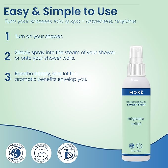 MOXE Migraine Relief Aromatherapy Shower Spray, Essential Oils - Image 7