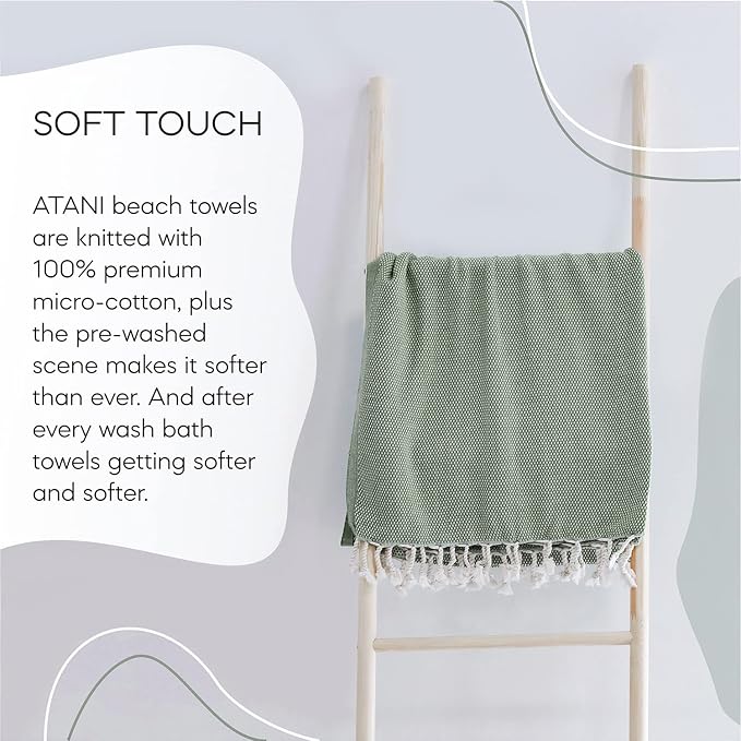 ATANI 69x35 in Oversized Turkish Beach Towel Set - Image 9