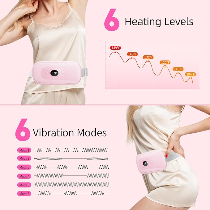 Portable Heating Pad Period Cramps: 2 Timer 6 Heat Levels 6 Vibration Modes - Image 2