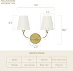 Bathroom Vanity Light with Fabric Shade, 2-Light Bathroom Vanity Light Over - Image 5