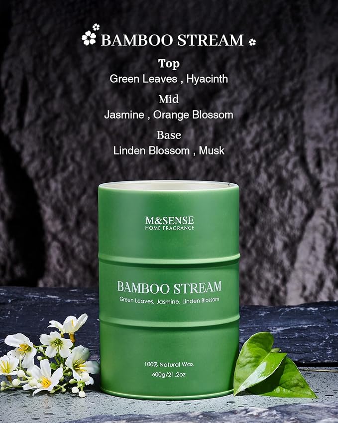 M&SENSE Bamboo Scented Candles Natural Non Toxic, Large Aromatherapy Candle - Image 3