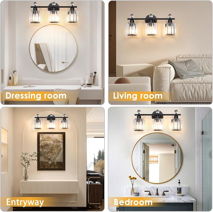 Modern 3 Light Crystal Vanity Light, Crystal Bathroom Light Fixtures, Compatible - Image 6