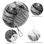 2 PCS Shower Cap Waterproof Double Layer Elastic Adjustable Reusable Hair Bath - Image 3