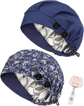 2 Pack Satin Lined Bouffant Scrub Caps by Yuest