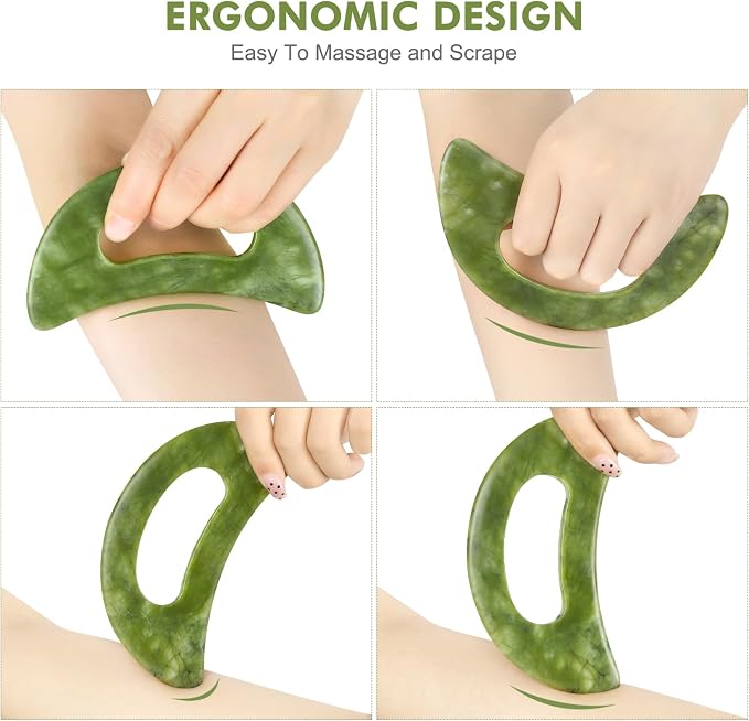 2 PCS Jade Stone Gua Sha Massage Tool Set Body GuaSha Tool - Image 4