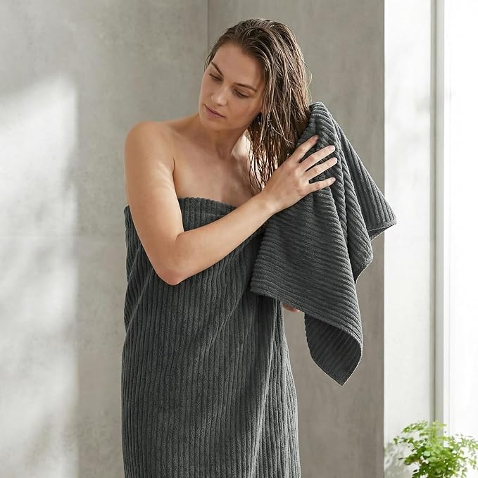 REDKISS Charcoal Gray Bath Towels Set 8 Piece - Image 3