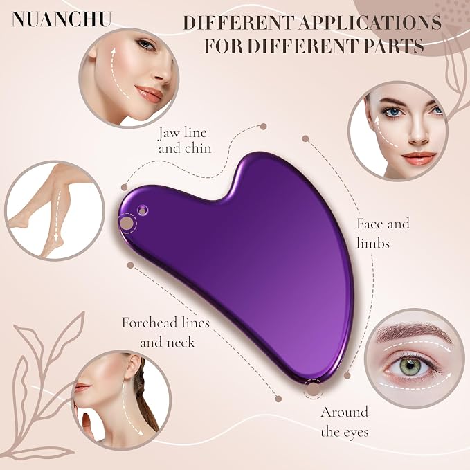 Nuanchu Stainless Steel Gua Sha Facial Tool, Metal Gua Sha - Image 4