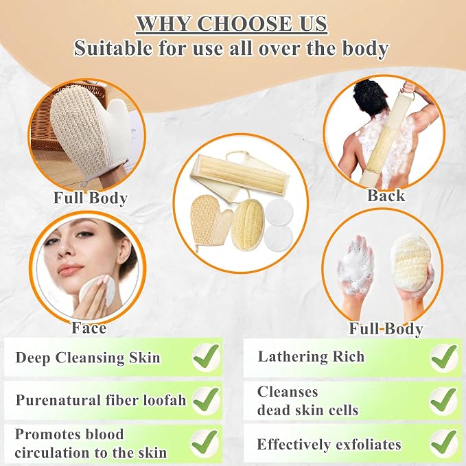 Exfoliating Natural Loofah Sponge Back Scrubber - Image 3