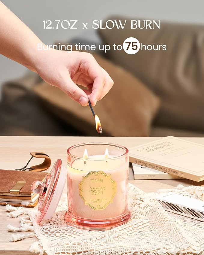 M&SENSE Rose Candles for Home Scented, Organic Soy Candles Non Toxic Soot-Free - Image 7