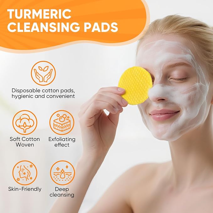 Turmeric Cleansing Pads 50 Pcs+Tumeric Soap Bar+Tumeric Face Wash - Image 7
