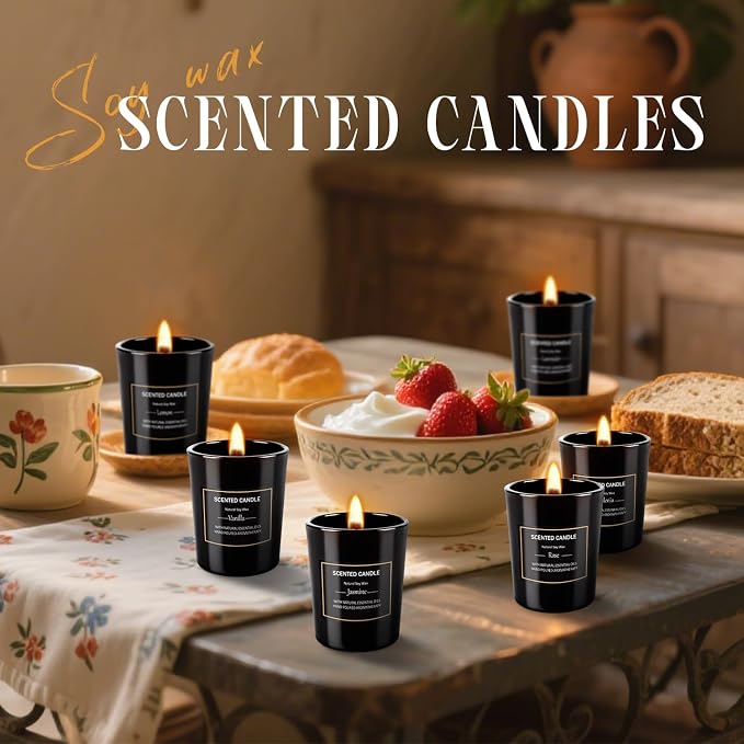 12 Pack Scented Black Candles Gift Set, Natural Soy Wax Aromatherapy Candles - Image 5