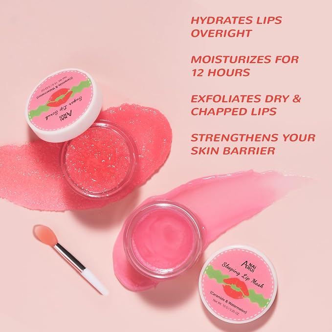 Hydrating Lip Mask Set, Lip Scrub & Lip Butter, Overnight Lip Treatment Set - Image 2