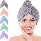 Soft Microfiber Hair Drying Towel Wrap, 5 Pack Elastic Hair Turbans by Unknown