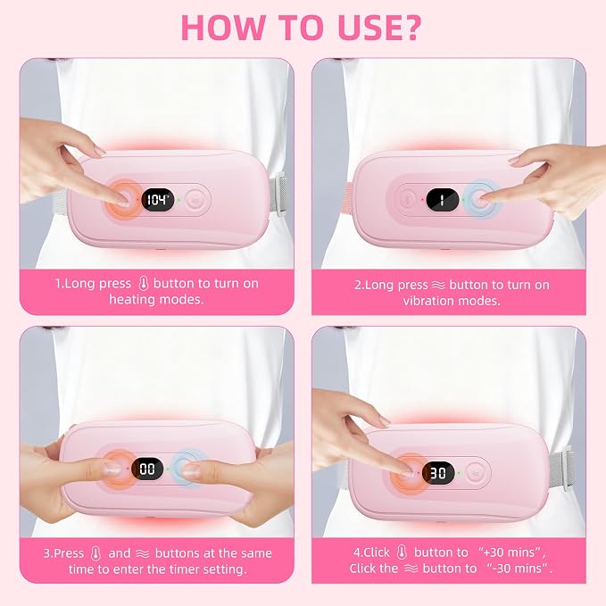 Portable Heating Pad Period Cramps: 2 Timer 6 Heat Levels 6 Vibration Modes - Image 3