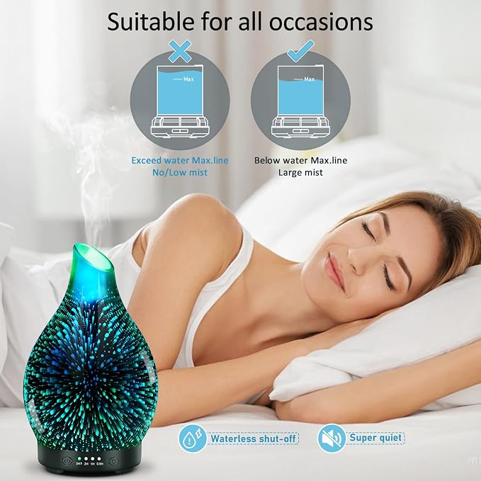 Essential Oil Diffuser 150ML -3D Firework Glass Aromatherapy Diffusers - Image 4
