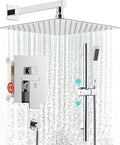 SR SUN RISE 10 Inch Square Shower Faucet, Adjustable 16-Inch Slide Bar Hand by SRSUNRISE