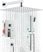 SR SUN RISE 10 Inch Square Shower Faucet, Adjustable 16-Inch Slide Bar Hand by SRSUNRISE