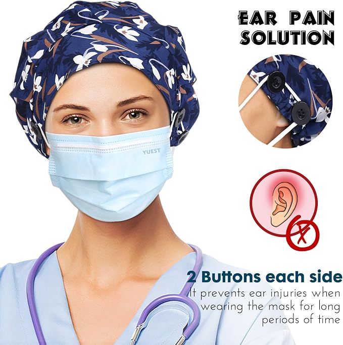 2 Pack Satin Lined Bouffant Scrub Caps - Image 7