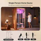 OUTEXER Sauna One Person Far Infrared Saunas Room African Mahogany Wood 1350W - Image 2