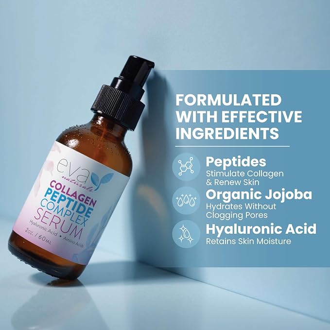 Eva Naturals Multi Peptide Face Serum – Anti Aging Collagen Peptides - Image 6