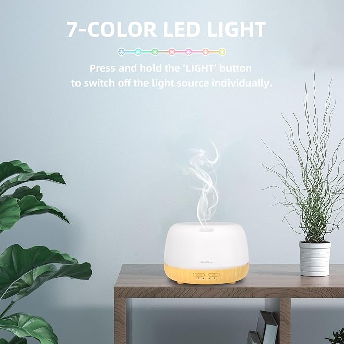 SEEDSEEL 300ML Essential Oil Diffuser, Quiet 8 Hours Operation, 7-Color LED - Image 7