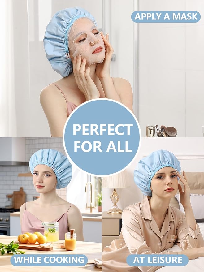 Years calm Shower Caps for Women Reusable Waterproof, Double Layer Waterproof - Image 7