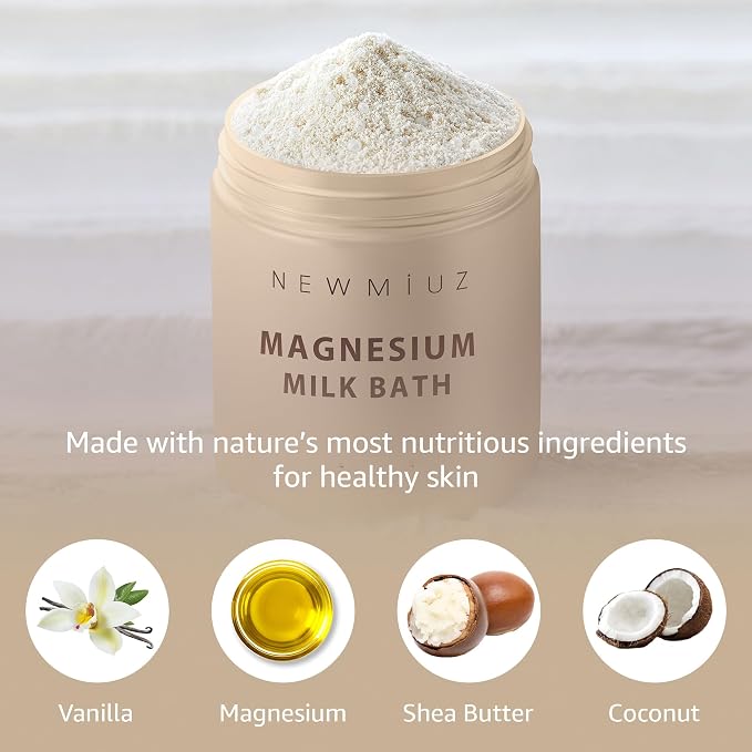 Creamy Magnesium Milk Bath Soak Powder Moisturize Soften Skin Coconut Vanilla - Image 3