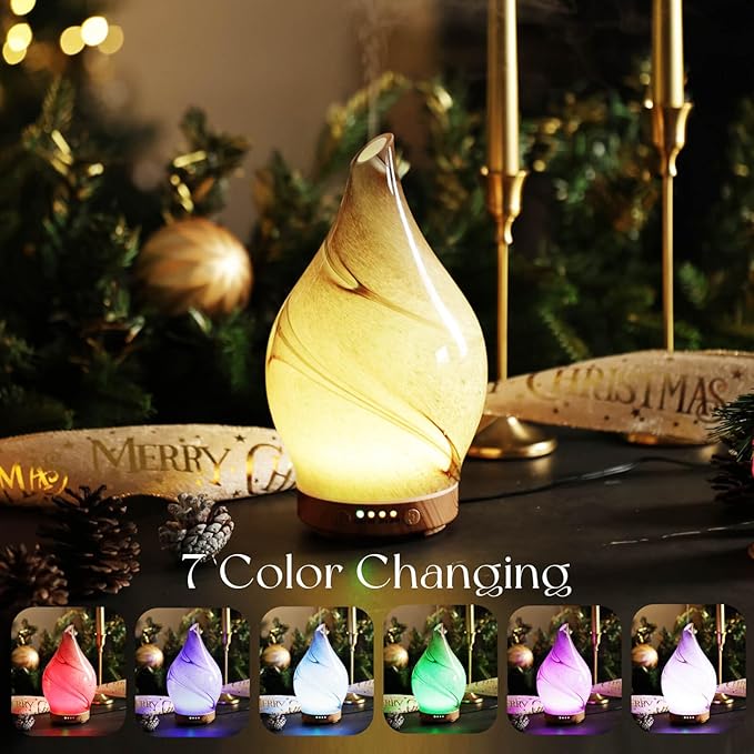 Porseme 150ml Essential Oil Diffuser Glass Color Changing Aroma Air Diffusers - Image 2