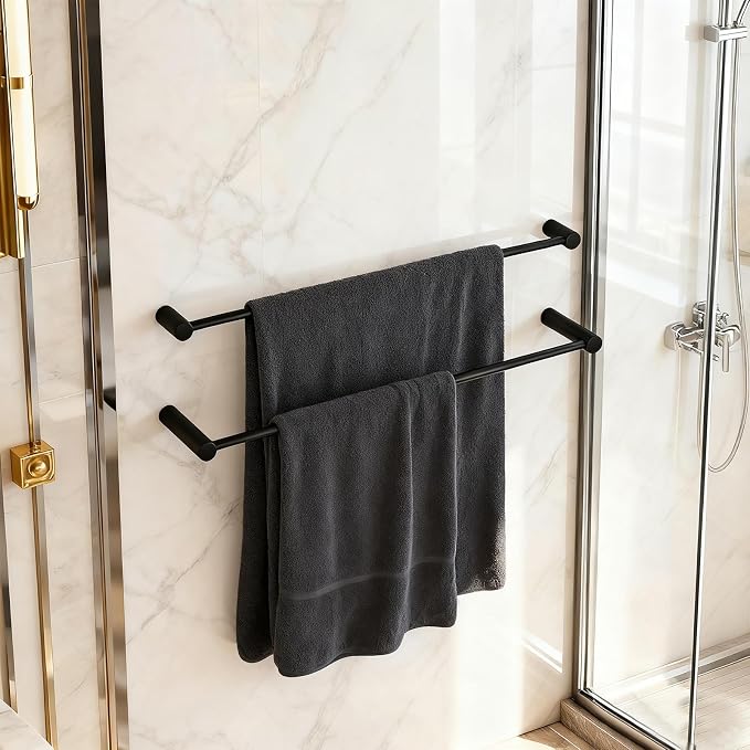 Towel Racks for Bathroom, NEWRAIN 30 inch Double Bath Towel Bar Wall Mounted - Image 4