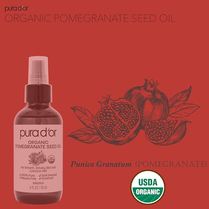 PURA D'OR 4 Oz ORGANIC Pomegranate Oil - Image 4
