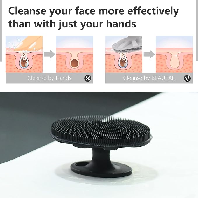 BEAUTAIL Silicone Face Scrubber 2 Pack, Manual Facial Cleansing Brush, Gentle - Image 5