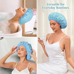Shower Cap for Women Waterproof Reusable, Large Shower Cap Non-Slip - Image 6