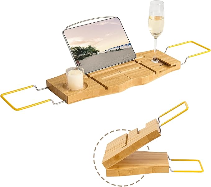 Bamboo Bathtub Tray Expandable Bathroom Tray by Dreamland