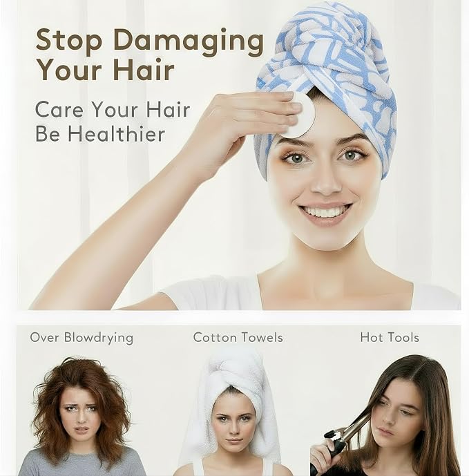 2-Pack Women's Microfiber Hair Towel Wrap: 50% Faster Drying, Ultra - Image 4
