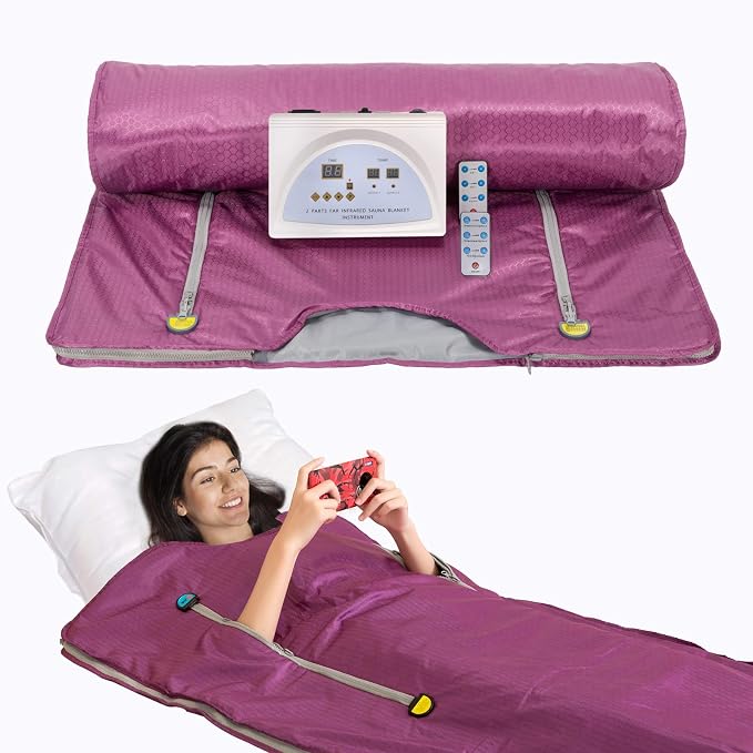 Sauna Blanket Infrared, Double Zipper Design 2 Zone Far-Infrared Sauna by Wedigout