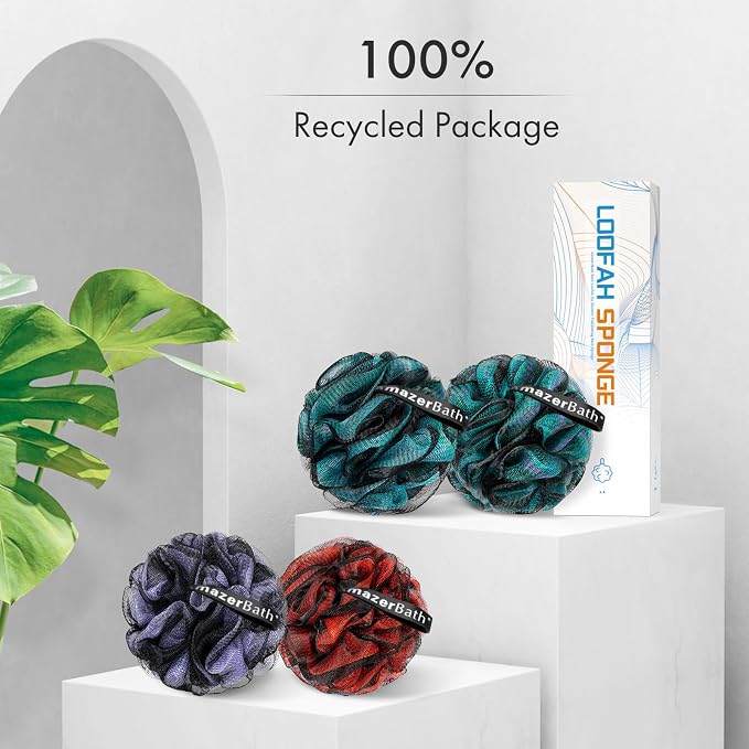 AmazerBath Charcoal Loofah Sponge, Shower Loofah 60g/PCS - Image 7