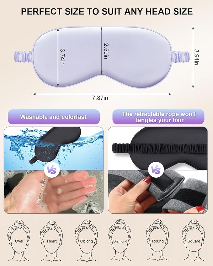 2Pack Silk Sleep Mask, IEKEODI Eye Mask - Image 2