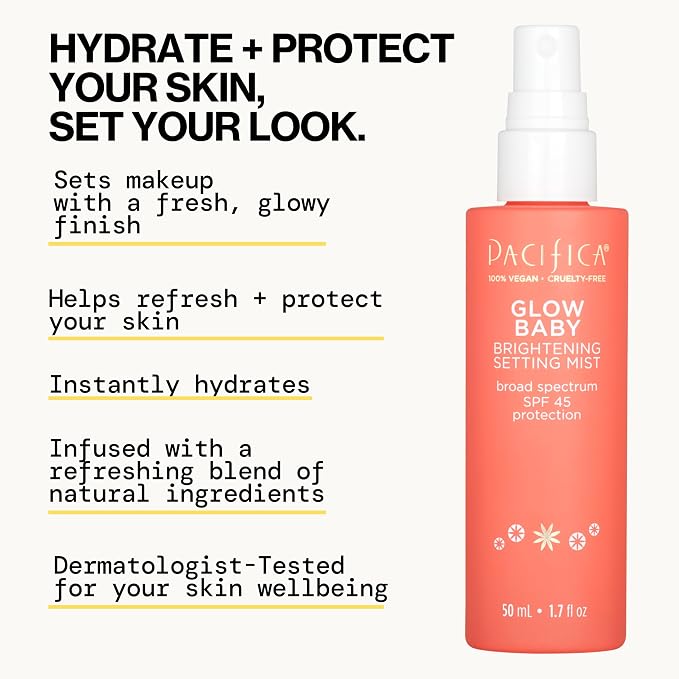 Pacifica Setting Spray Glow Baby Brightening Mist, Broad Spectrum SPF 45 - Image 3