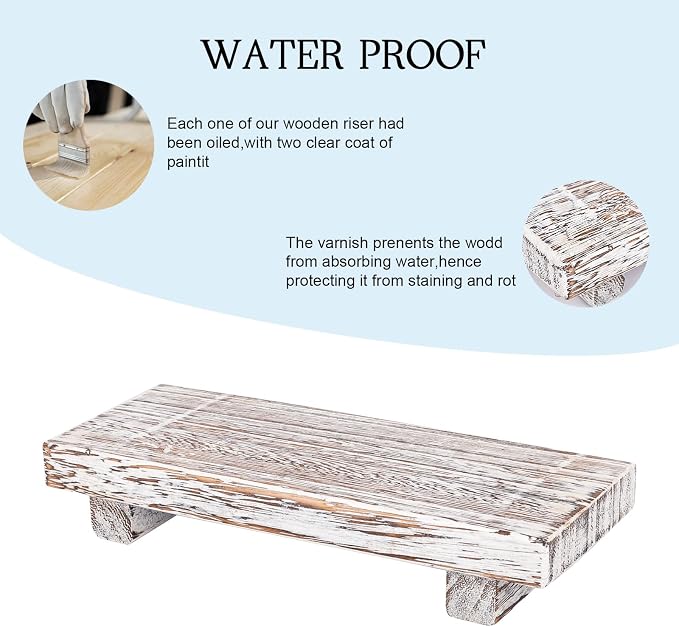 zoocatia Small Wood Tray Pedestal Stand Farmhouse Bathroom Decor Decorative - Image 2