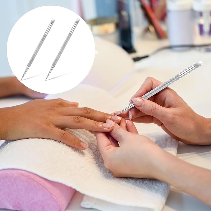 2 PCS Nail Cuticle Pusher Pen, Metal Double Ended Tools - Image 5