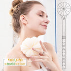 Shower Body Brush, Soft Bristles and Beautiful Pumpkin Loofah 14" Long Handle - Image 6