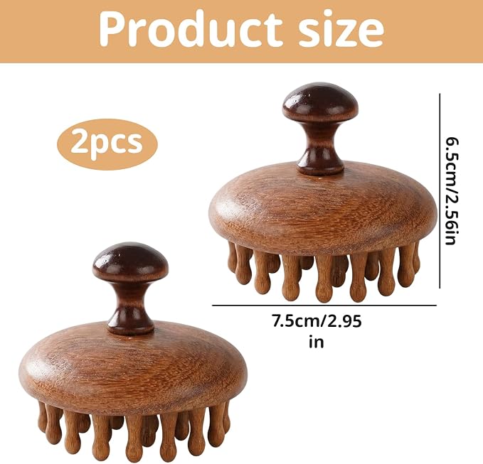 2 Pack Bamboo Brush for Hair Growth, Wooden Scalp Massager for Daily Stress - Image 2